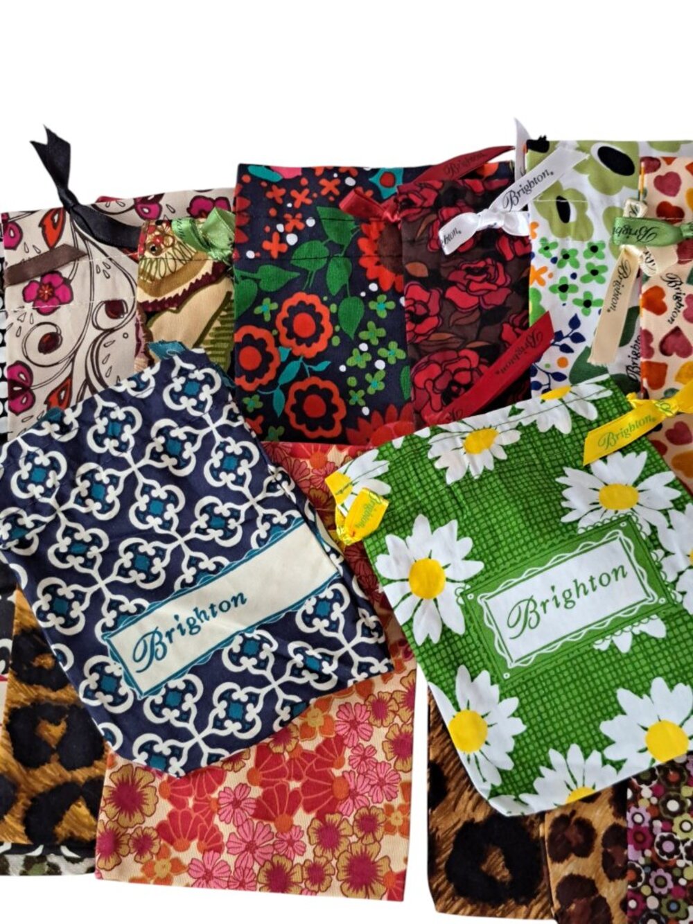 Lot Of 20 Brighton Drawstring Jewelry Multi Color Fabric Dust Bags Small 6"x5" * - Picture 8 of 12